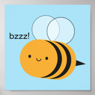 Kawaii Buzzy Bumble Bee Poster