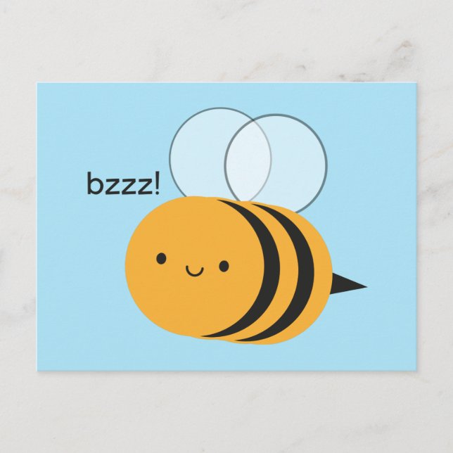 Kawaii Buzzy Bumble Bee Postkarte (Vorderseite)