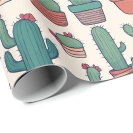 Kawaii Cactus Pattern Design Geschenkpapier