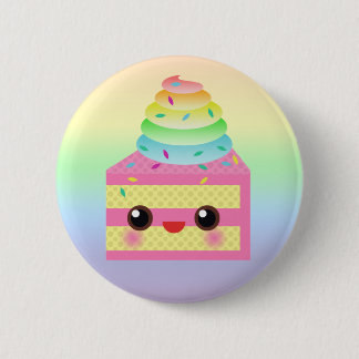 Kawaii Cake Pink Rainbow Sprinkles Fun Dessert Button