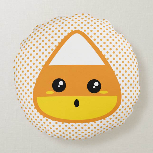 Kawaii Candy Corn Round Pillow Rundes Kissen (Rückseite)