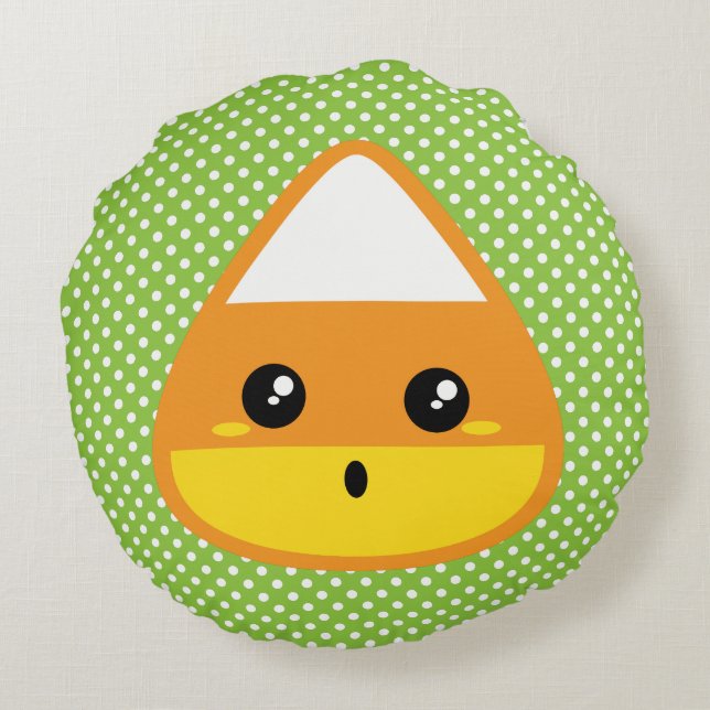 Kawaii Candy Corn Round Pillow Rundes Kissen (Rückseite)
