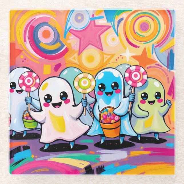 Kawaii Candy Parade Niedlicher Cartoon Glasuntersetzer (Vorderseite)