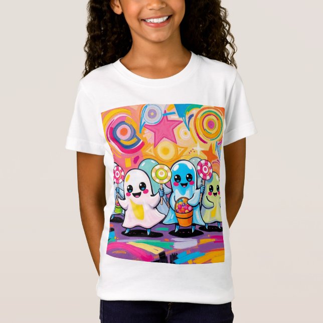 Kawaii Candy Parade Niedlicher Cartoon T-Shirt (Vorderseite)