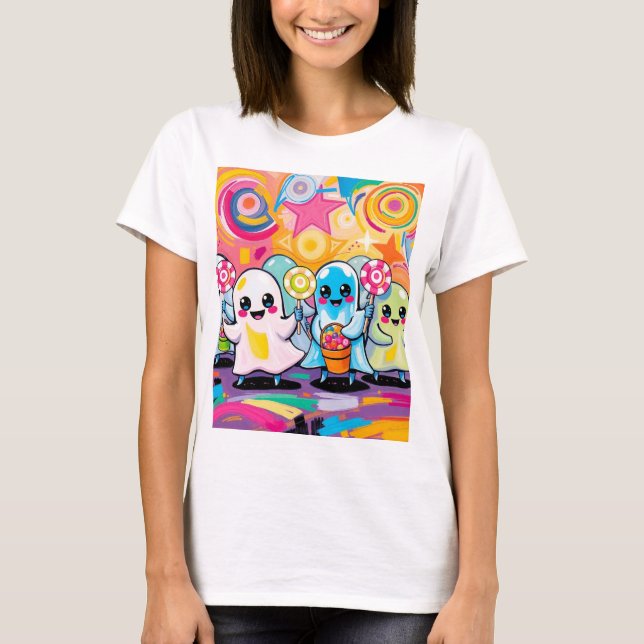 Kawaii Candy Parade Niedlicher Cartoon T-Shirt (Vorderseite)