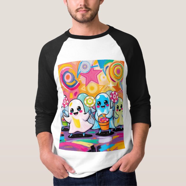 Kawaii Candy Parade Niedlicher Cartoon T-Shirt (Vorderseite)