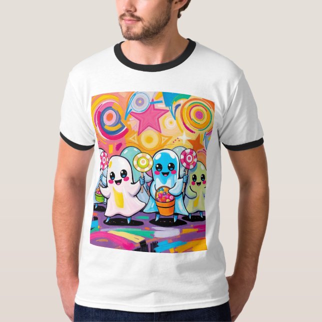 Kawaii Candy Parade Niedlicher Cartoon T-Shirt (Vorderseite)