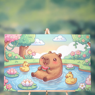 Kawaii Capy in einem Teich Acrylschild