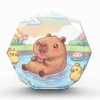 Kawaii Capy in einem Teich Fotoblock