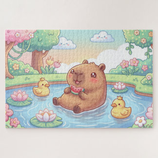 Kawaii Capy in einem Teich Puzzle