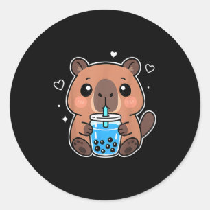 Kawaii Capybara Boba Drink Japanisch Niedliche Ani Runder Aufkleber