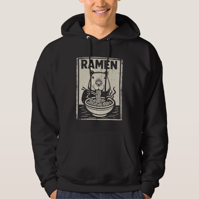 Kawaii Capybara Eating Ramen Japanese Noodles Anim Hoodie (Vorderseite)
