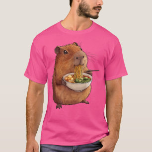 Kawaii Capybara Eating Ramen Noodles Anime Japanes T-Shirt