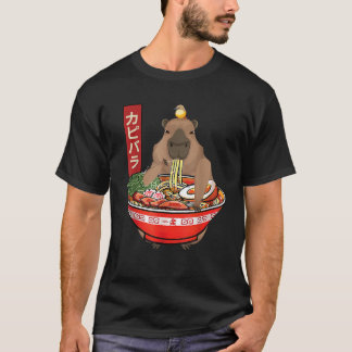Kawaii Capybara Eating Ramen Noodles Anime Japanes T-Shirt