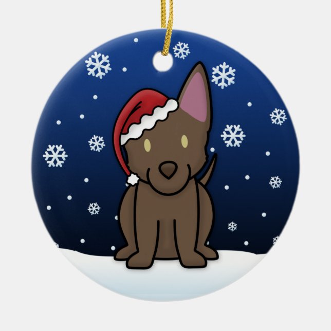 Kawaii-Cartoon Australische Kelpie Keramik Ornament (Vorne)