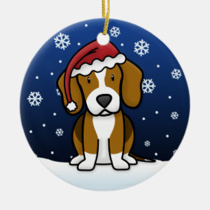 Kawaii Cartoon-Beagle-Weihnachten Keramikornament