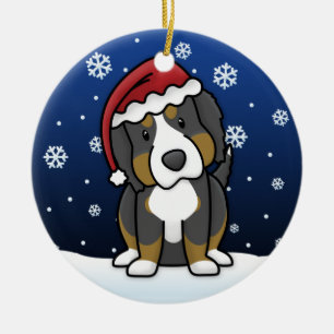 Kawaii Cartoon Bernese Gebirgshundeweihnachten Keramikornament