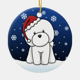 Kawaii Cartoon Bichon Frise Weihnachtsverzierung Keramik Ornament