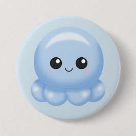 Kawaii Cartoon-Blau-Krake Button