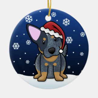 Kawaii Cartoon blaue Heeler Weihnachtsverzierung Keramikornament