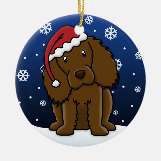 Kawaii Cartoon Boykin Spaniel-Weihnachten Keramikornament (Vorne)