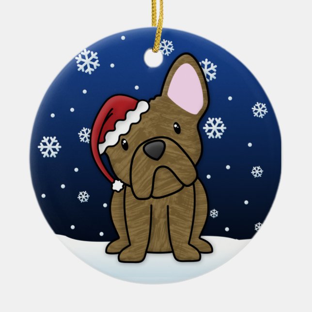 Kawaii Cartoon-Brindle französische Keramikornament (Vorne)