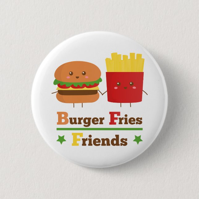 Kawaii Cartoon-Burger brät Freunde BESTE FREUNDIN Button (Vorderseite)