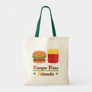 Kawaii Cartoon Burger Fries Friends BESTE FREUNDIN Tragetasche