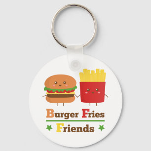 Kawaii Cartoon Burger Pommes Frites Freunde BFF Schlüsselanhänger