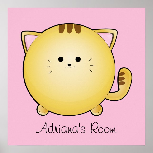 Kawaii Cartoon Cat Room Poster (Vorne)