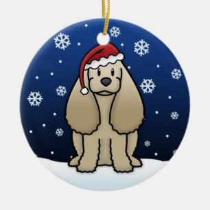 Kawaii Cartoon-Cockerspaniel-Weihnachten Keramikornament