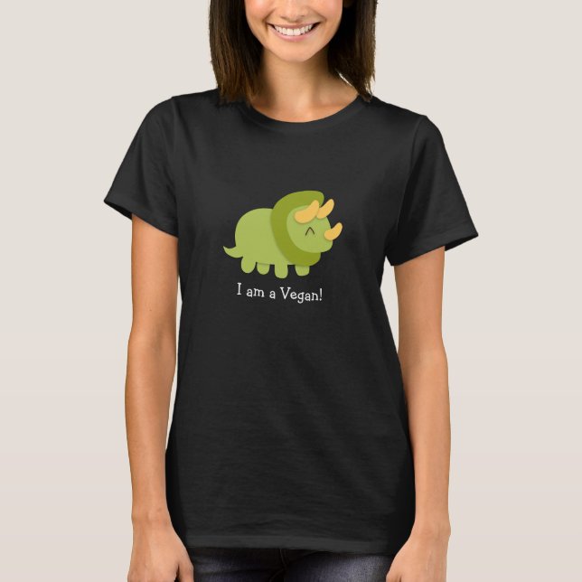 Kawaii Cartoon der grünen und gelben Triceratops T-Shirt (Vorderseite)