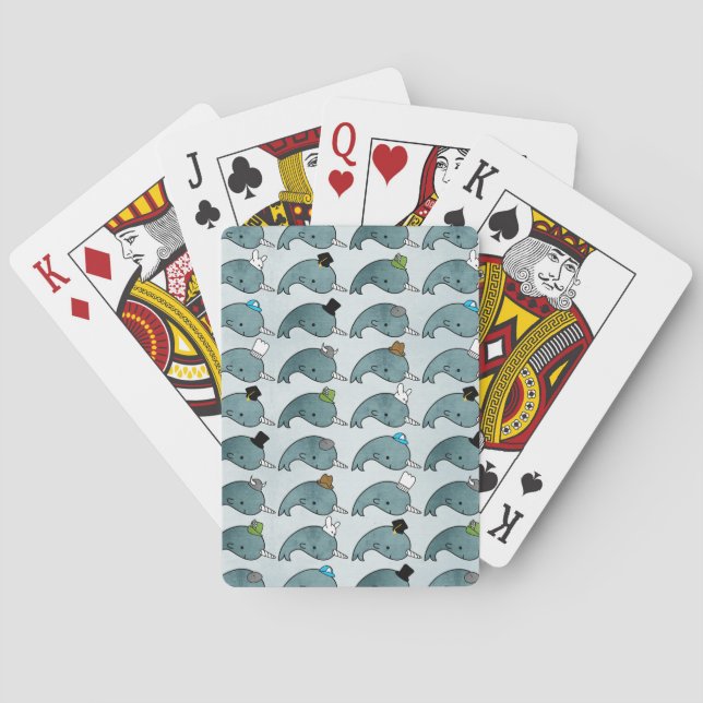 Kawaii Cartoon Grunge Narwhals mit Hut Card Deck Spielkarten (Rückseite)