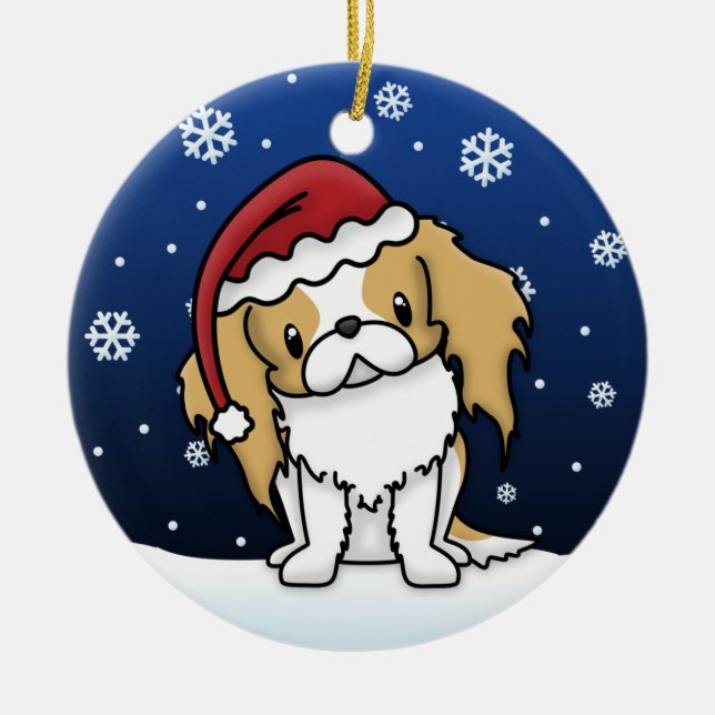 Kawaii Cartoon-Japanerchin-Weihnachtsverzierung Keramik Ornament (Vorne)