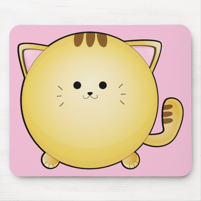 Kawaii Cartoon-Katze auf Rosa Mousepad (Vorne)