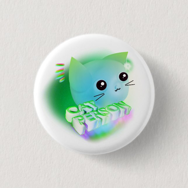 Kawaii Cartoon Kitten Button (Vorderseite)