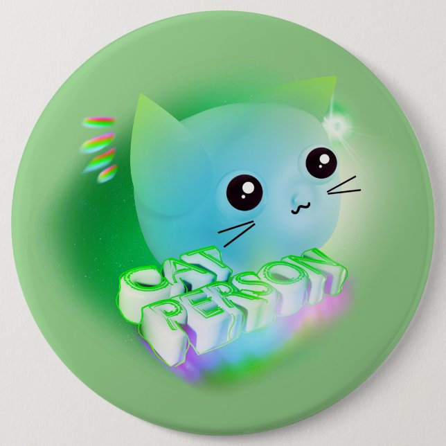 Kawaii Cartoon Kitten Button (Vorderseite)