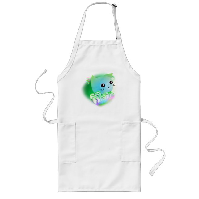 Kawaii Cartoon Kitten Lange Schürze (Vorne)