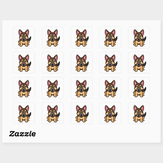 Kawaii Cartoon Quadratischer Aufkleber (Blatt)