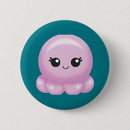 Kawaii Cartoon-Rosa-Krake Button