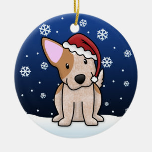Kawaii Cartoon rote Heeler Weihnachtsverzierung Keramik Ornament
