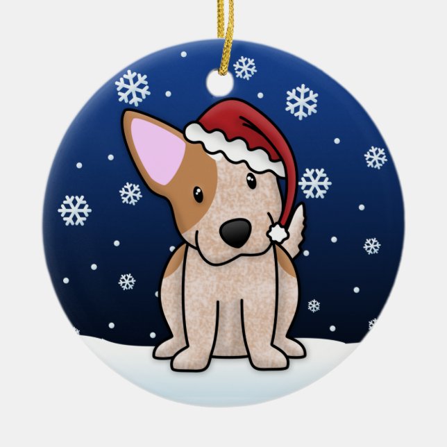 Kawaii Cartoon rote Heeler Weihnachtsverzierung Keramik Ornament (Vorne)