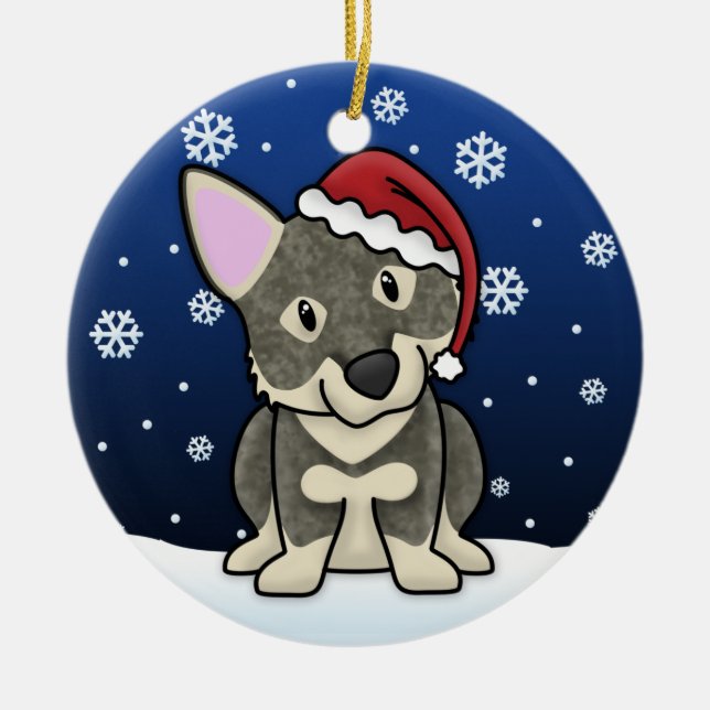 Kawaii Cartoon-Schwede Vallhund Keramik Ornament (Vorne)