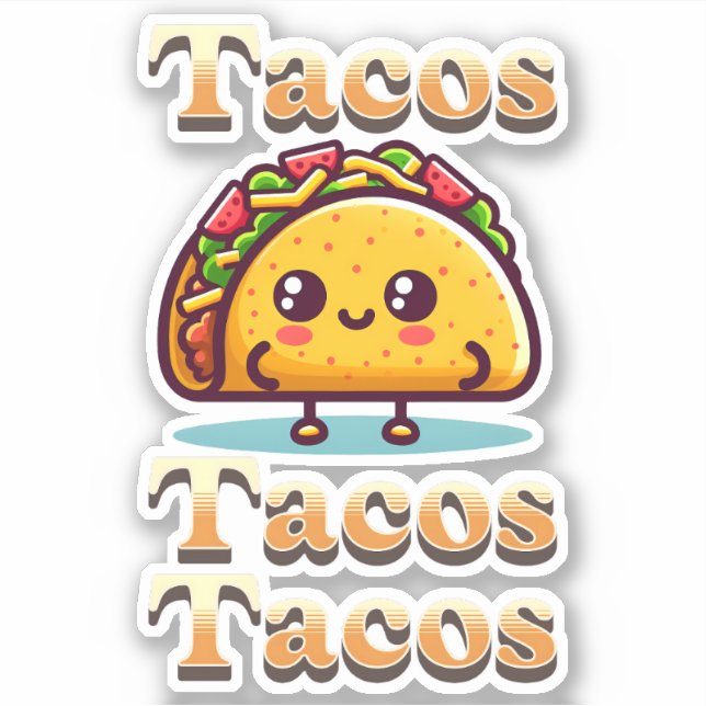 Kawaii Cartoon Tacos Aufkleber (Vorderseite)