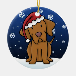 Kawaii Cartoon Vizsla Weihnachtsverzierung Keramik Ornament
