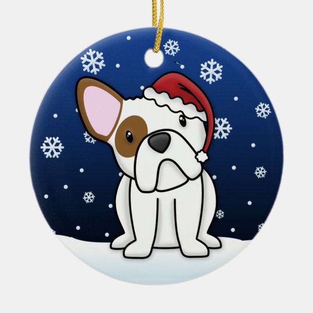 Kawaii Cartoon WB-Bulldoggen-Weihnachten Keramik Ornament (Vorne)