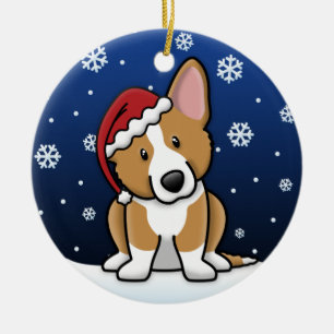 Kawaii Cartoon-Wolljacken-Walisercorgi-Weihnachten Keramikornament