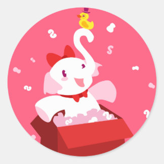 Kawaii Cartoon X-mas White Elephant Runder Aufkleber