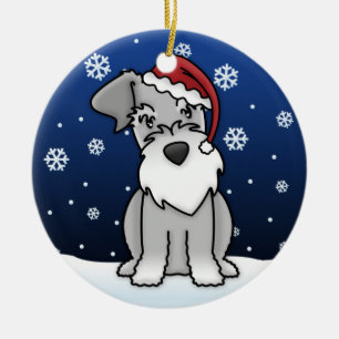 Kawaii Cartoonschnauzer-Weihnachtsverzierung Keramikornament