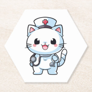 Kawaii Cat als Krankenschwester Untersetzer